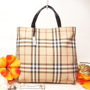 AUTH BURBERRY MEDIUM NOVA CHECK HANDBAG